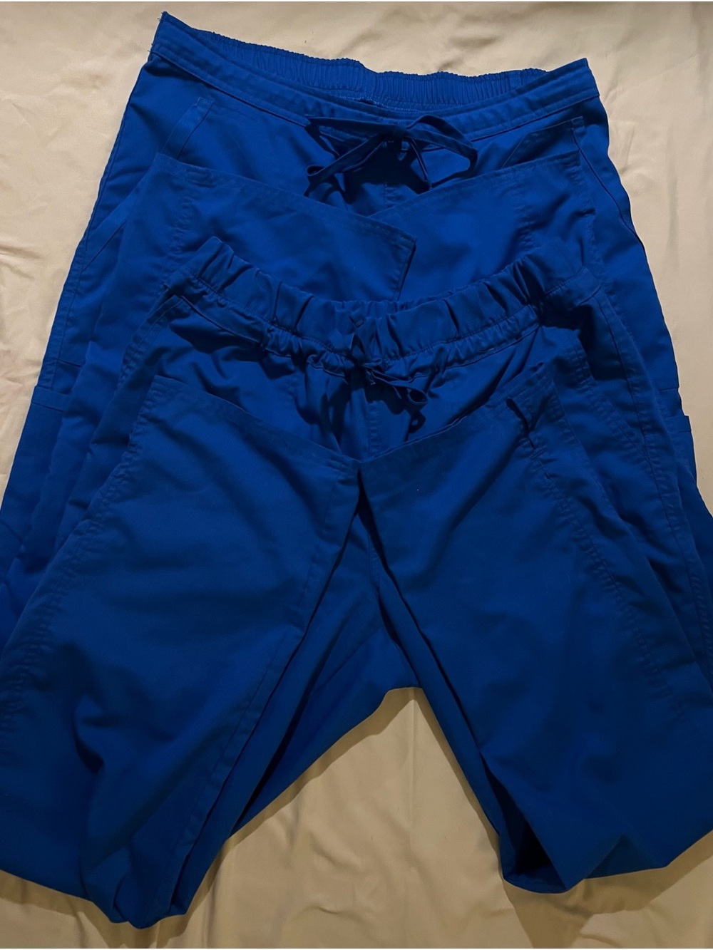 Lot of 3 Cherokee Royal Blue scrubs. 2 medium pants. L top